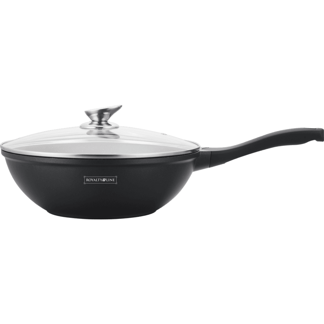 Royalty Line wok 30 cm, márvány kivitel, indukciós, fekete, üvegfedő