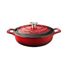 La Cuisine RED öntöttvas kerek sütőtál 2 fülű 28x8cm3,5l+fedő